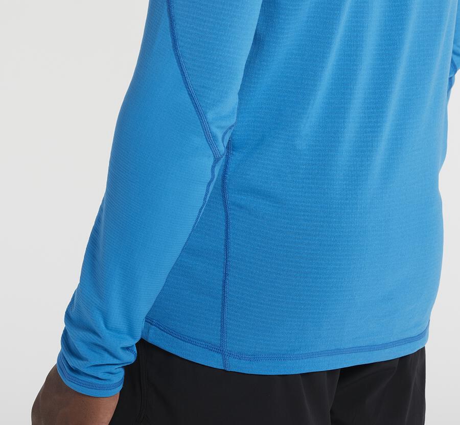 Hoka One One Top Erkek Mavi - 1/2 Zip Midlayer - ZY0965418